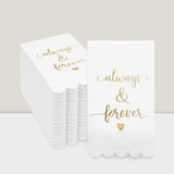 100pcs White Gold Scalloped 3-Ply Napkins for Weddings and Showers