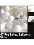 47 Pc White and Confetti Latex Balloons for Birthday Anniversary and Party Decor