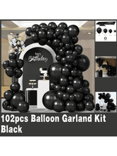 102 Pc Black Balloon Garland Kit 5-18 Inch for Birthday Graduation Wedding Parties