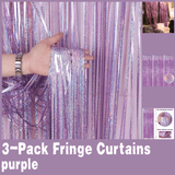 3-Pack Purple Tinsel Fringe Curtains for Parties Weddings and Photo Booths
