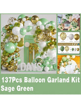 137PCS Sage Green Gold Balloon Arch Kit For Wedding, Shower & Bday Decor