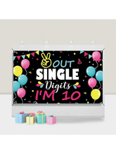 10th Birthday Party Decorations Backdrop Banner Yard Sign and Photo Props