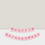 Pink Rose Red Mother's Day Banner with Hearts for Holiday Decor