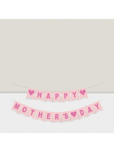Pink Rose Red Mother's Day Banner with Hearts for Holiday Decor
