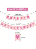 Pink Rose Red Mother's Day Banner with Hearts for Holiday Decor