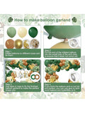 Jungle Arch Kit 148pcs Sage And Brown Balloons With Palm Leaves For Party
