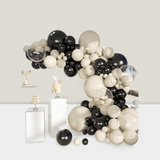 White Sand Black Arch Kit 151pcs With Bobo Balloon For Elegant Party Decor