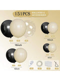 White Sand Black Arch Kit 151pcs With Bobo Balloon For Elegant Party Decor