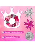 Pink Silver Princess Arch Kit 140pcs Confetti Balloons For Shower Or Bachelorette