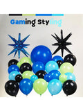 137pcs Gaming Balloon Arch Kit Blue Green Balloons With Stars And Controllers