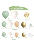 Neutral Green Arch Kit 122pcs Sand Apricot Olive Balloons For Wedding Or Birthday