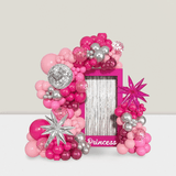 Pink Silver Princess Arch Kit 140pcs Confetti Balloons For Shower Or Bachelorette