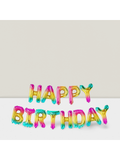 Rainbow Foil Banner 16 Inch Happy Birthday Letters For Neon Theme Party