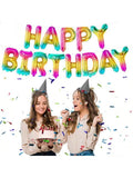 Rainbow Foil Banner 16 Inch Happy Birthday Letters For Neon Theme Party