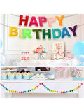 Happy Birthday Banner with Balloon Garland and Pennant Flags for Party Decor