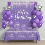 152pcs Purple Party Tableware Set Banner Plates Cups Foils And Fringe Curtain