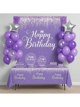 152pcs Purple Party Tableware Set Banner Plates Cups Foils And Fringe Curtain
