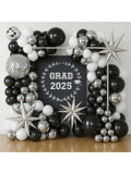 Metallic Silver Black Balloon Arch Kit For Disco NYE Or Graduation Party