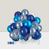 Metallic Blue Silver Confetti Balloons For Shower Wedding Birthday Or Graduation