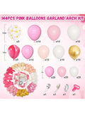 144pcs Pink Balloon Arch Kit Light Pink Gold And White Garland For Party