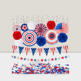 29pc 4th of July Patriotic Decor Set with Fans, Pennants, and Streamers