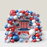 130pc Red White Blue Balloon Arch Kit W/ Confetti For 4th Of July & Patriotic Parties -