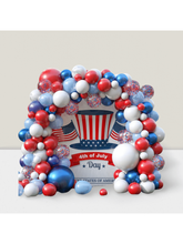 130pc Red White Blue Balloon Arch Kit W/ Confetti For 4th Of July & Patriotic Parties -