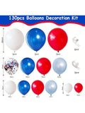 130pc Red White Blue Balloon Arch Kit W/ Confetti For 4th Of July & Patriotic Parties -
