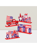 4pcs Patriotic Wooden Table Centerpieces Home of the Free God Bless America Decor