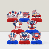 8PCS 4th of July Honeycomb Centerpieces Red White Blue Patriotic Decor