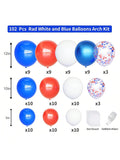 102pc Red, White & Blue Balloon Garland Arch Kit Confetti Balloons For 4th Of July