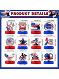 12pc Memorial Day and 4th of July Honeycomb Table Centerpieces