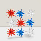 9 Pc 22 Inch Red White and Blue Foil Balloons for 4th of July Party Decor