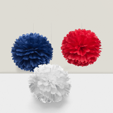 12 Pc 12 Inch Red White and Blue Tissue Pom Poms DIY Paper Flowers for 4th of July