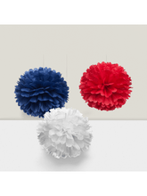 12 Pc 12 Inch Red White and Blue Tissue Pom Poms DIY Paper Flowers for 4th of July