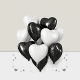 18-Inch Black & White Heart Mylar Balloons For Weddings, Birthdays & Engagements