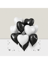 18-Inch Black & White Heart Mylar Balloons For Weddings, Birthdays & Engagements