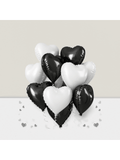 18-Inch Black & White Heart Mylar Balloons For Weddings, Birthdays & Engagements