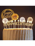12-Pcs Gold Cake Topper Set With Candles, Confetti Balloons, Stars & Cupcake Toppers