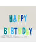 Happy Birthday Letter Candles In Blue & Green For Cake Decorations And Party Decor