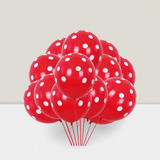 100 Red and White Polka Dot 12-Inch Balloons for Parties and Weddings