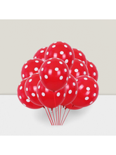 100 Red and White Polka Dot 12-Inch Balloons for Parties and Weddings