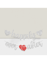10 Ft Silver Happily Ever After Glitter Banner for Bridal and Wedding Shower Decor