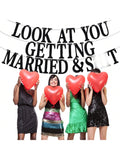 Look At You Getting Married Black Glitter Banner for Wedding and Bridal Shower Decor