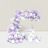 140pcs Purple Balloon Arch Kit Lavender White Silver Butterfly Party Decor