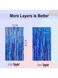 4 Pack Blue Foil Fringe Curtains 3.2x8.2ft for Party Backdrop Decor