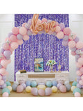 3-Pack Purple Foil Fringe Curtains 3.3x6.6ft Party and Graduation Decor