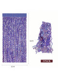 3-Pack Purple Foil Fringe Curtains 3.3x6.6ft Party and Graduation Decor