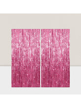 2 Pack 3.2x8 Ft Pink Fringe Tinsel Curtains for Birthday and Photo Booth Decor