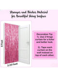 2 Pack 3.2x8 Ft Pink Fringe Tinsel Curtains for Birthday and Photo Booth Decor